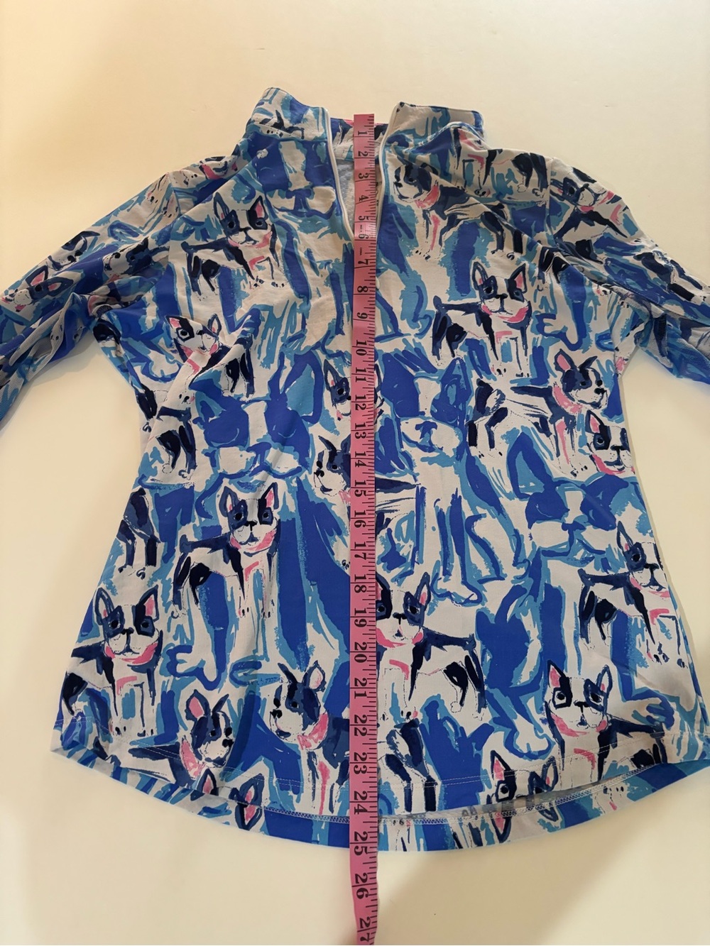 IBKUL Blue & White Dog Print Quarter Zip-Front Pullover M - Picture 13 of 13